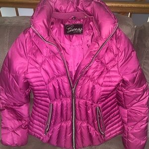 Guess pink puffer jacket